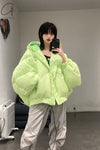 CHENPENG Pleated Puffer Jacket CP20AWJ002CPC394 Pleated Lime Green PCP1